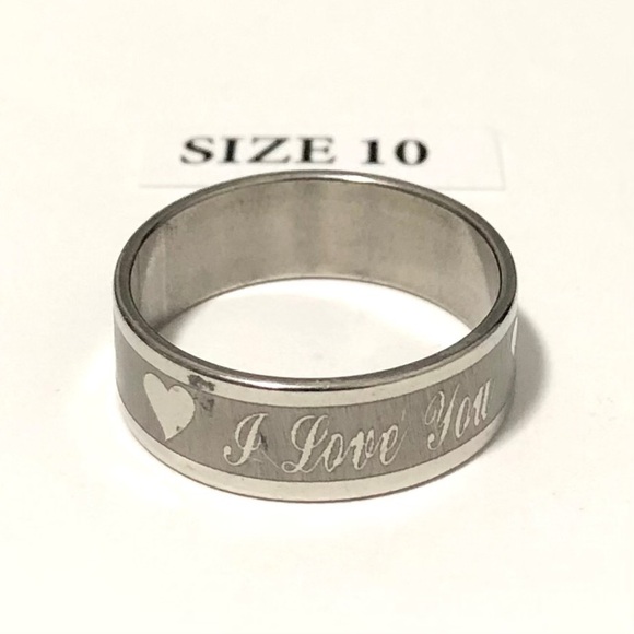 Ring, with I Love You Text, Size 10 - Picture 1 of 4